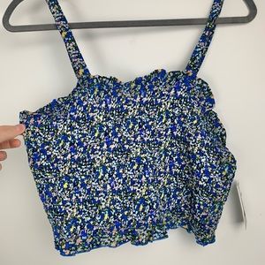 NWT BP Size Small Crop Top Shirred Blue Speckles Stretch